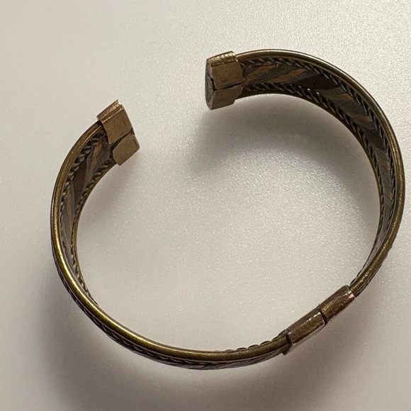 Vintage Mixed Metal Bohemian Copper Brass Silver Tone Cuff Bracelet Bangle - Picture 9 of 16